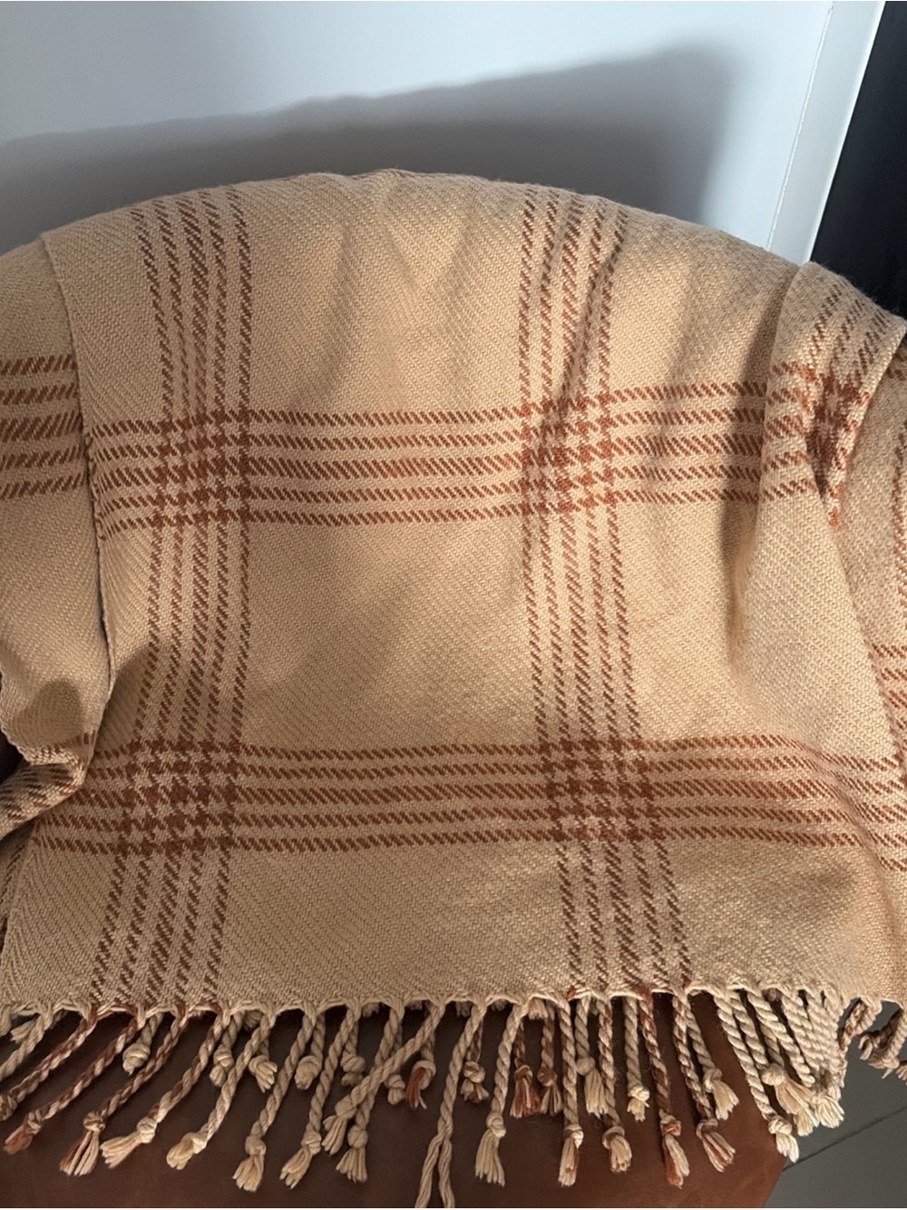 Hearth & hand  magnolia Throw Blanket  Brown Neutrals plaid tan heritage